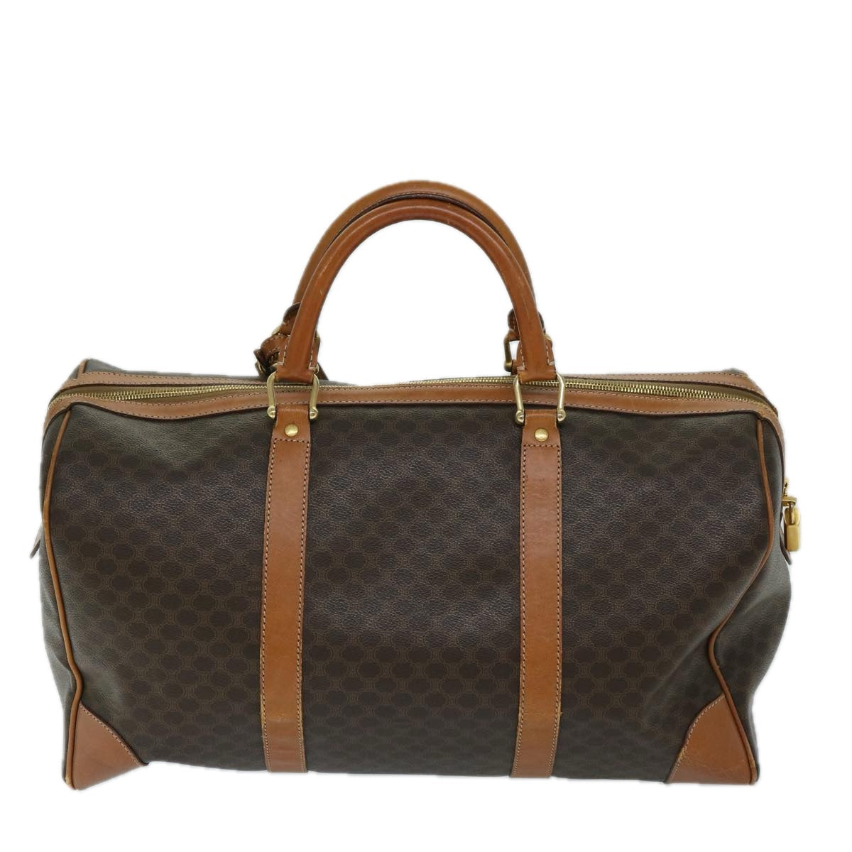 CELINE Macadam Canvas Boston Bag PVC Brown Auth 69631