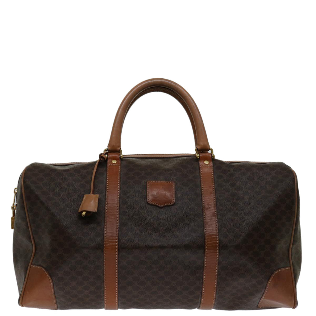 CELINE Macadam Canvas Boston Bag PVC Brown  69632