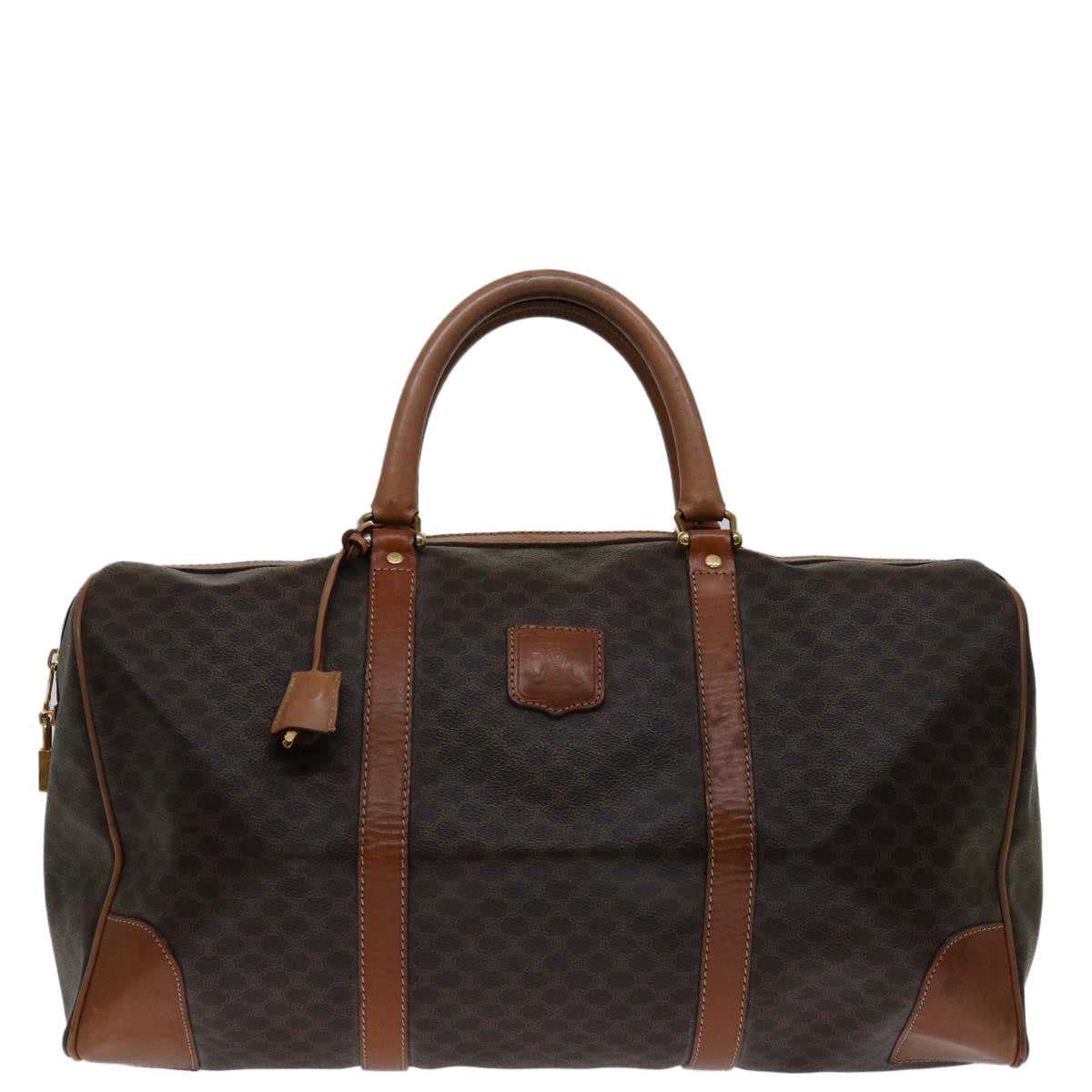 CELINE Macadam Canvas Boston Bag PVC Brown  69632