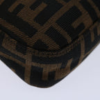 FENDI Zucca Canvas Mamma Baguette Shoulder Bag Black Brown69666A