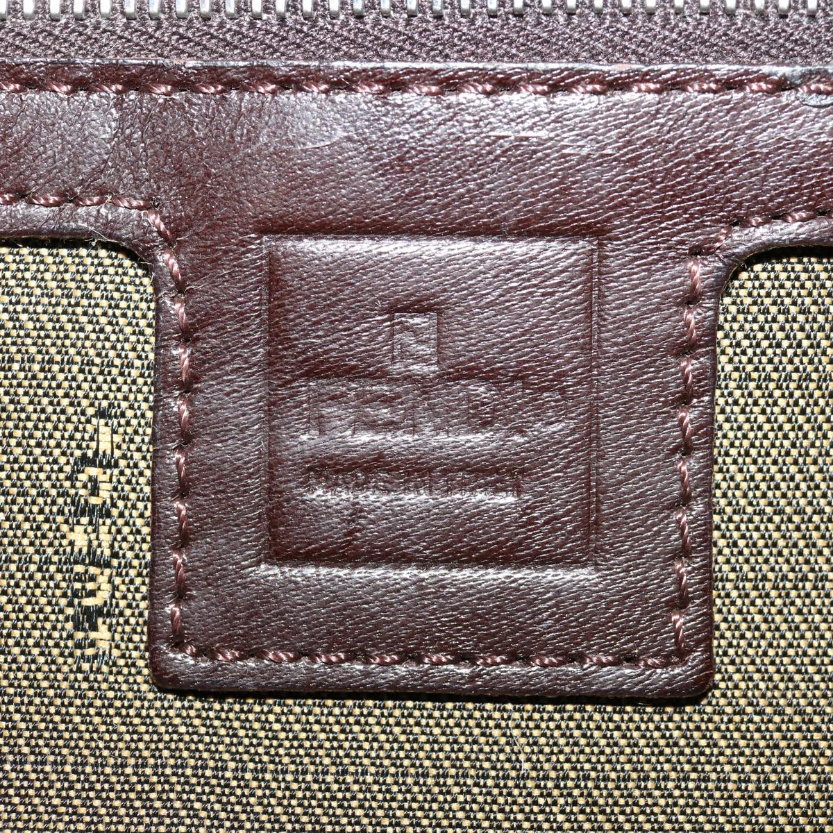 FENDI Zucca Canvas Mamma Baguette Shoulder Bag Black Brown69666A