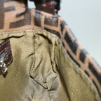 FENDI Zucca Canvas Mamma Baguette Shoulder Bag Black Brown69666A