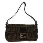 FENDI Zucca Canvas Mamma Baguette Shoulder Bag Black Brown69666A