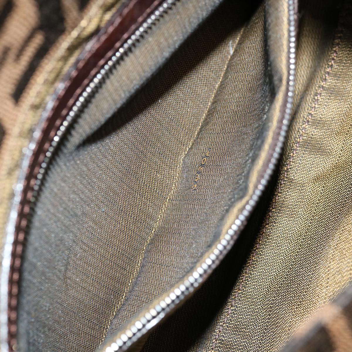 FENDI Zucca Canvas Mamma Baguette Shoulder Bag Black Brown69666A