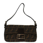FENDI Zucca Canvas Mamma Baguette Shoulder Bag Black Brown69666A