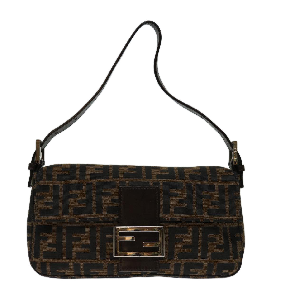 FENDI Zucca Canvas Mamma Baguette Shoulder Bag Black Brown69666A