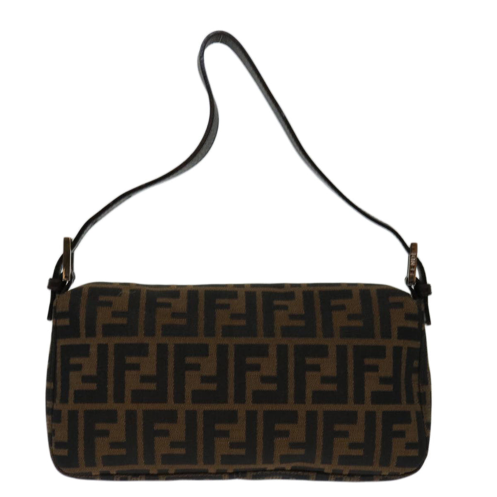 FENDI Zucca Canvas Mamma Baguette Shoulder Bag Black Brown69666A