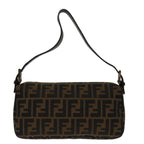 FENDI Zucca Canvas Mamma Baguette Shoulder Bag Black Brown69666A