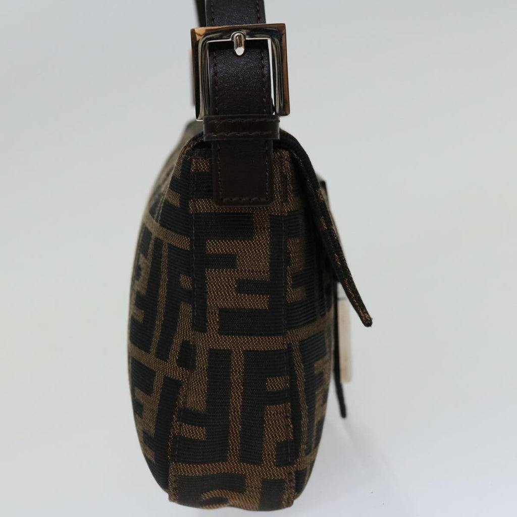 FENDI Zucca Canvas Mamma Baguette Shoulder Bag Black Brown69666A