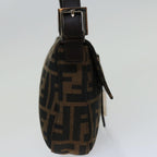 FENDI Zucca Canvas Mamma Baguette Shoulder Bag Black Brown69666A
