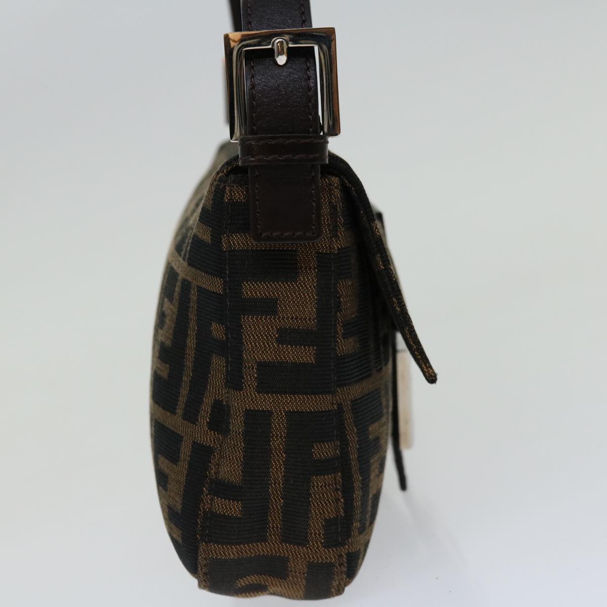 FENDI Zucca Canvas Mamma Baguette Shoulder Bag Black Brown69666A