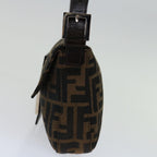 FENDI Zucca Canvas Mamma Baguette Shoulder Bag Black Brown69666A
