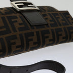 FENDI Zucca Canvas Mamma Baguette Shoulder Bag Black Brown69666A