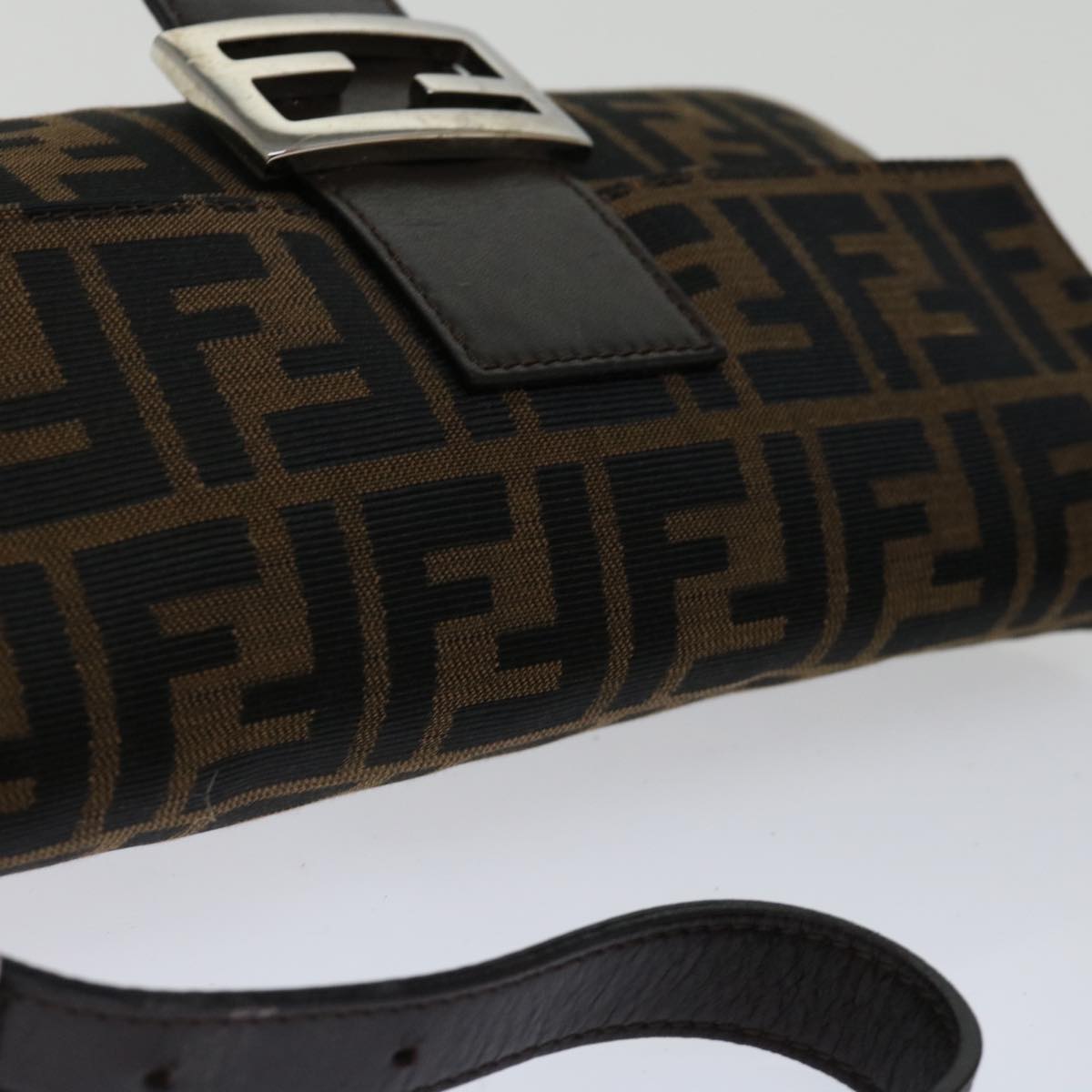 FENDI Zucca Canvas Mamma Baguette Shoulder Bag Black Brown69666A