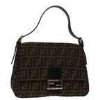 FENDI Zucca Canvas Mamma Baguette Shoulder Bag Black Brown69667A