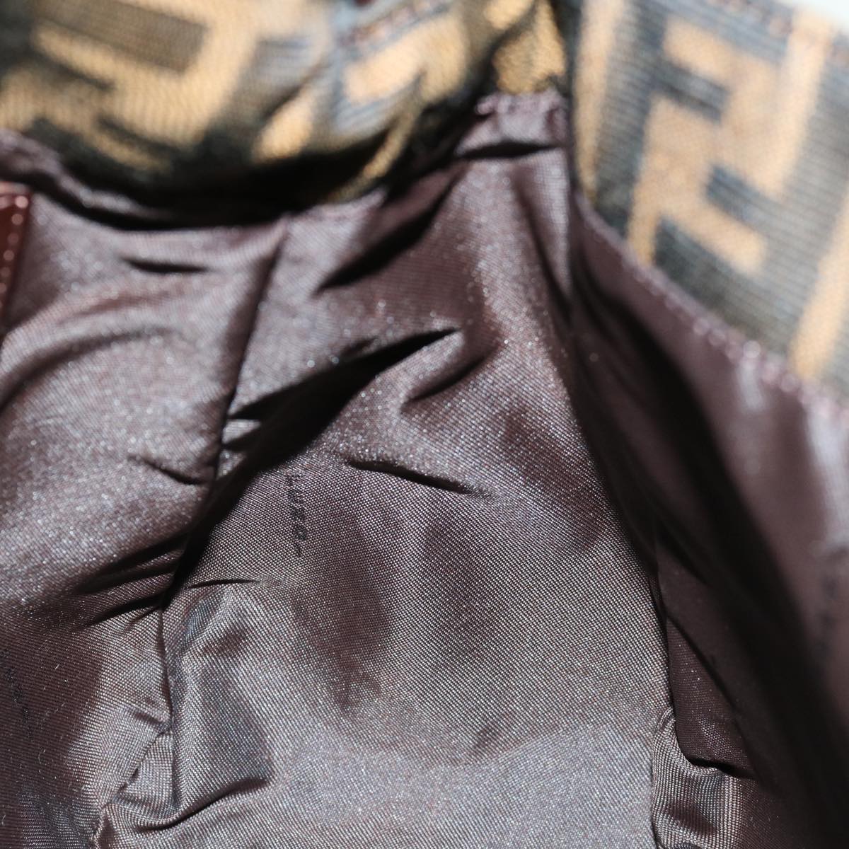 FENDI Zucca Canvas Mamma Baguette Shoulder Bag Black Brown69667A