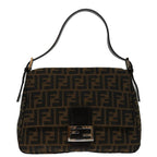 FENDI Zucca Canvas Mamma Baguette Shoulder Bag Black Brown69667A