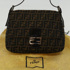 FENDI Zucca Canvas Mamma Baguette Shoulder Bag Black Brown69667A