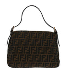 FENDI Zucca Canvas Mamma Baguette Shoulder Bag Black Brown69667A
