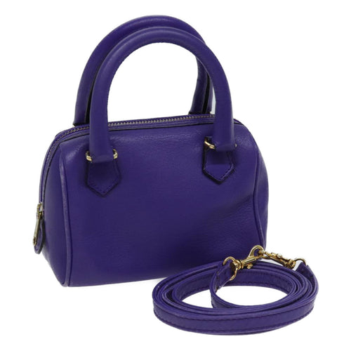 CELINE Hand Bag Leather 2way Purple Auth 69720
