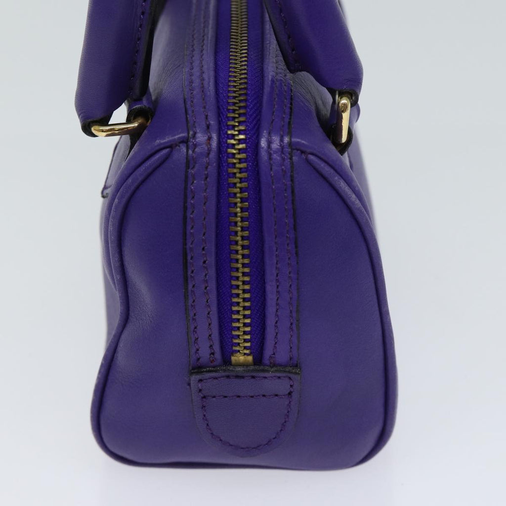CELINE Hand Bag Leather 2way Purple Auth 69720