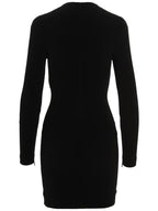 Balenciaga Women's Shoulder Pad Crew Neck Midi Dress Black