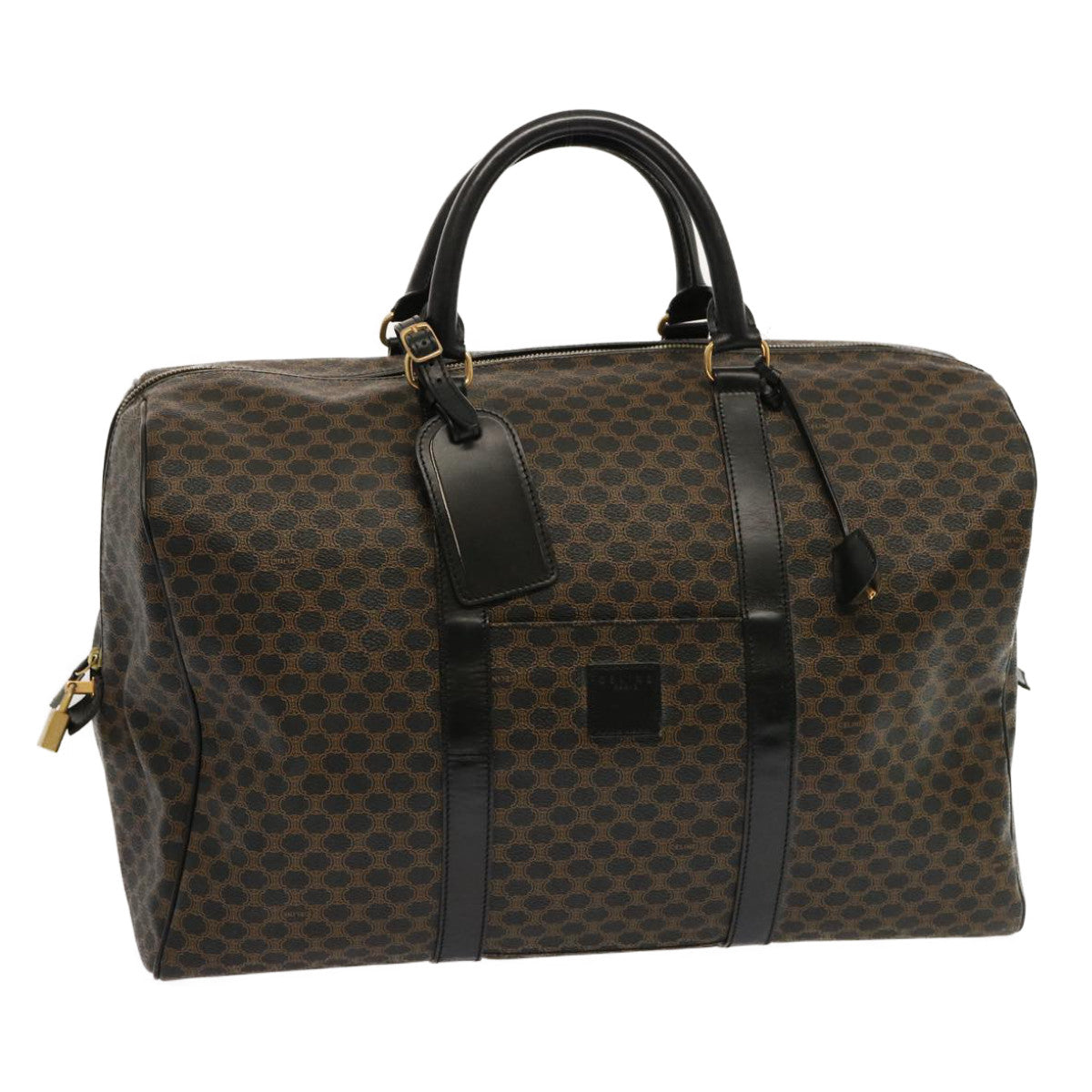 CELINE Macadam Canvas Boston Bag PVC Black  69754