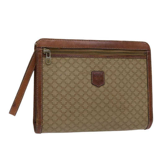 CELINE Macadam Canvas Clutch Bag PVC Beige Brown  69774