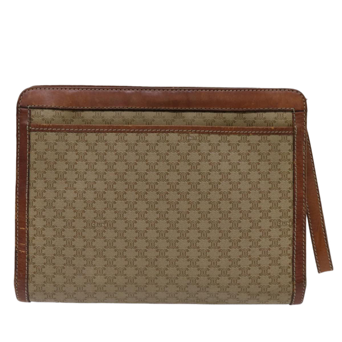 CELINE Macadam Canvas Clutch Bag PVC Beige Brown  69774