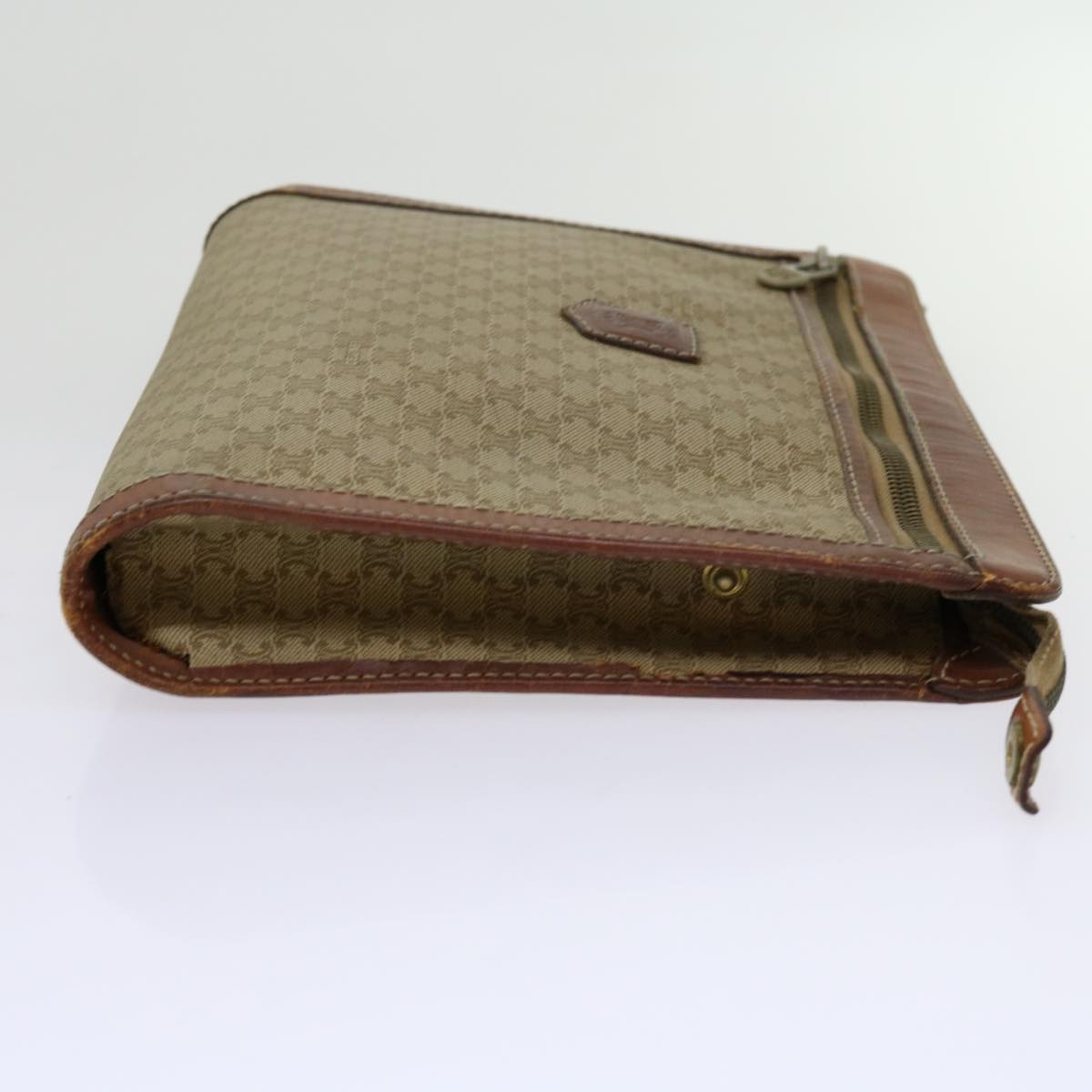 CELINE Macadam Canvas Clutch Bag PVC Beige Brown  69774