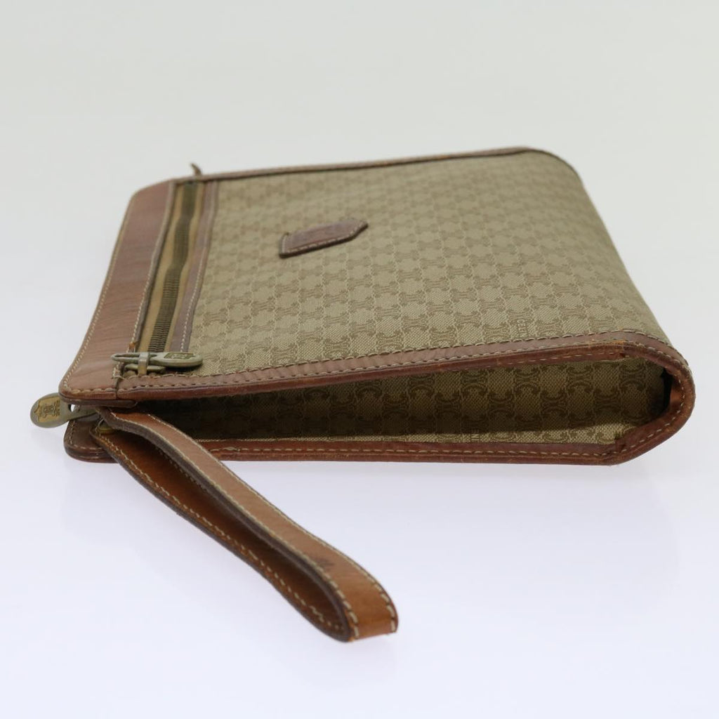 CELINE Macadam Canvas Clutch Bag PVC Beige Brown  69774