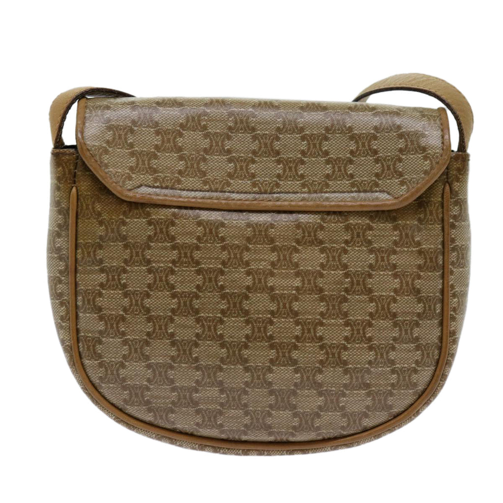 CELINE Macadam Canvas Shoulder Bag PVC Beige Auth 69846