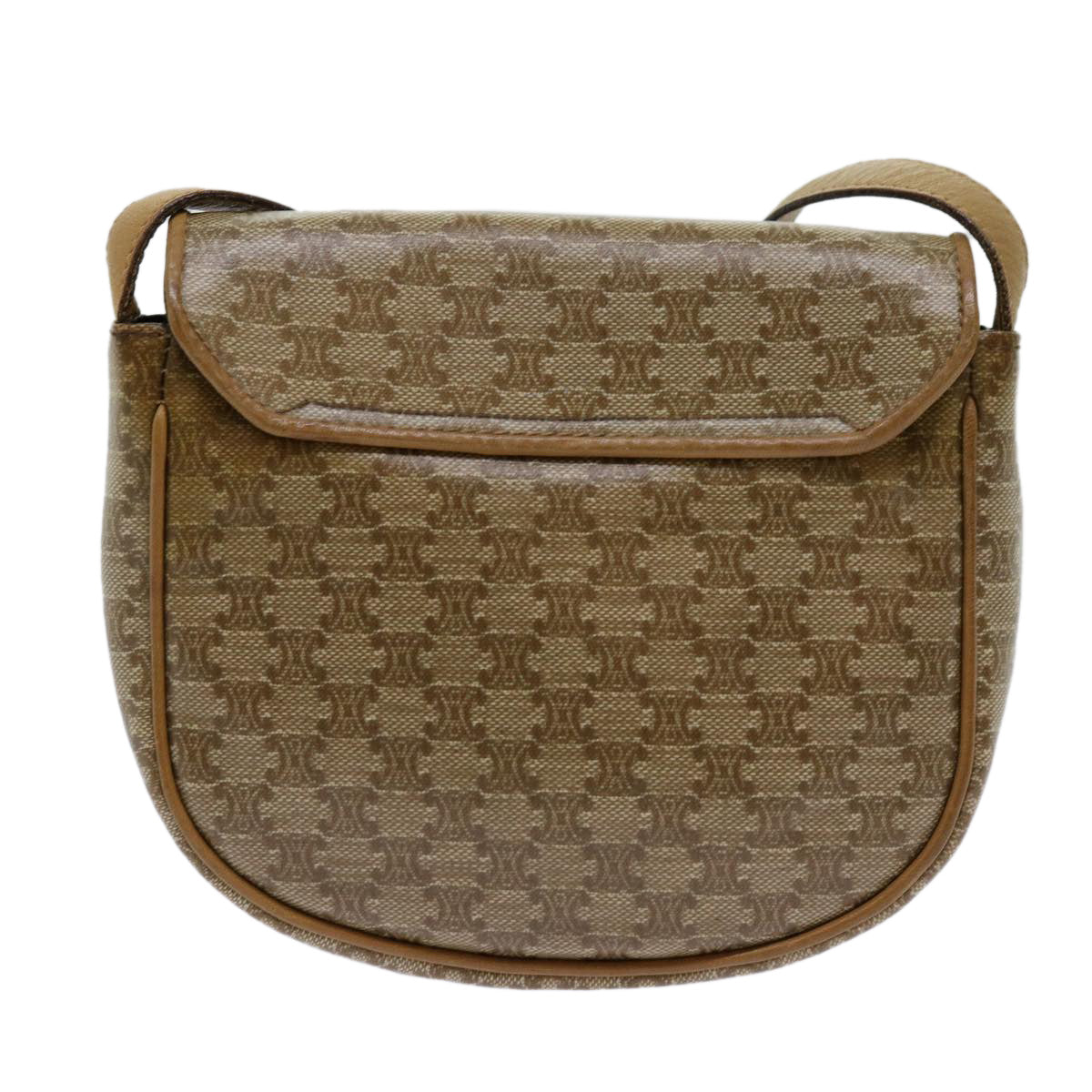 CELINE Macadam Canvas Shoulder Bag PVC Beige Auth 69846
