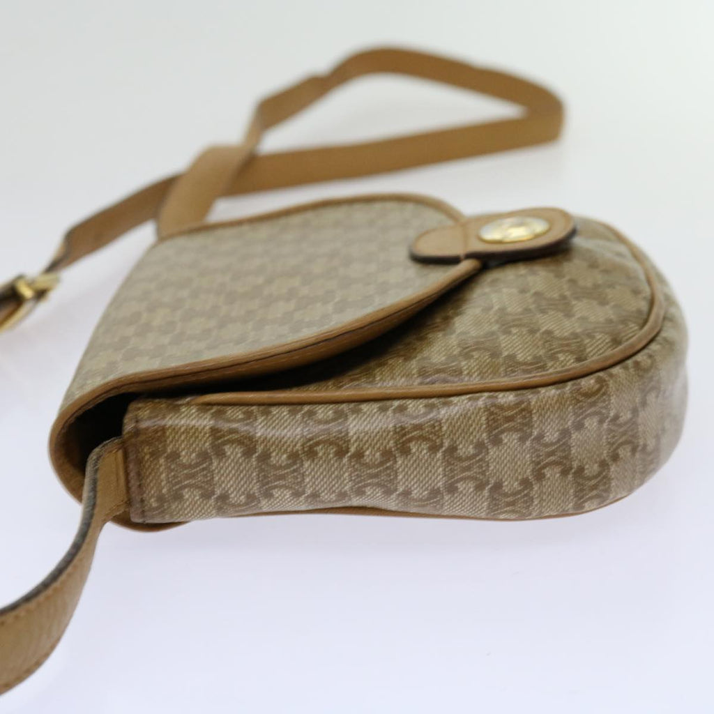 CELINE Macadam Canvas Shoulder Bag PVC Beige Auth 69846