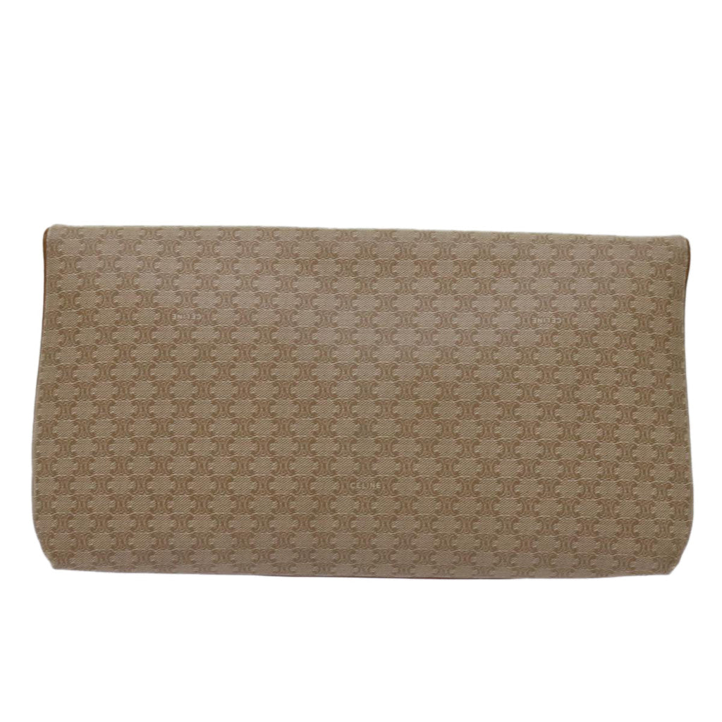 CELINE Macadam Canvas Clutch Bag PVC Beige Brown  69882