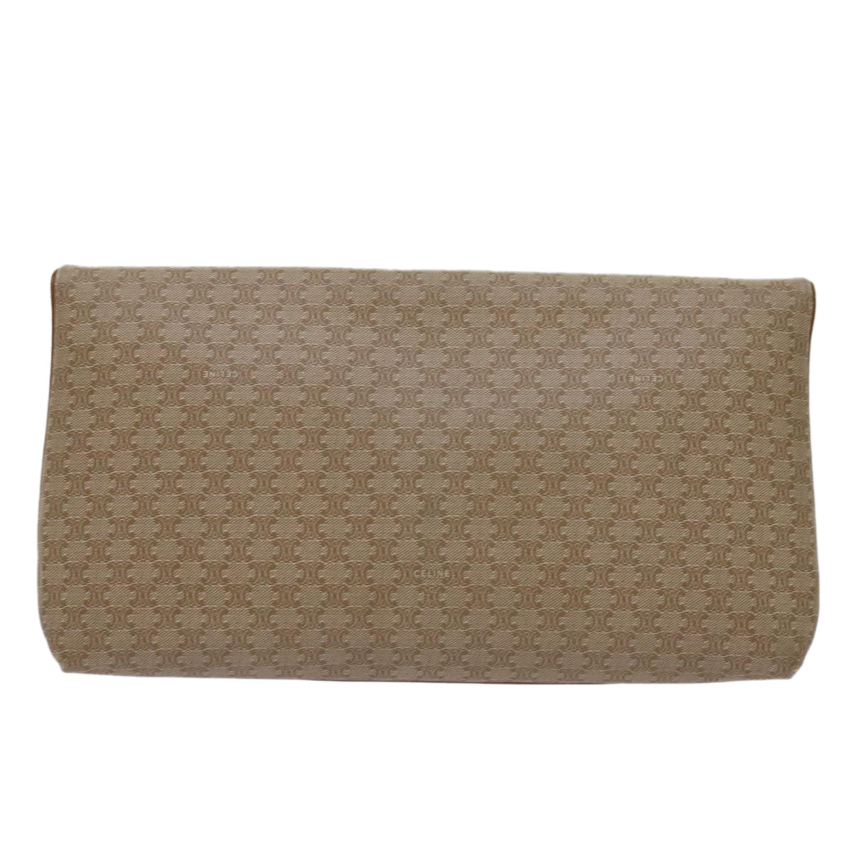 CELINE Macadam Canvas Clutch Bag PVC Beige Brown  69882
