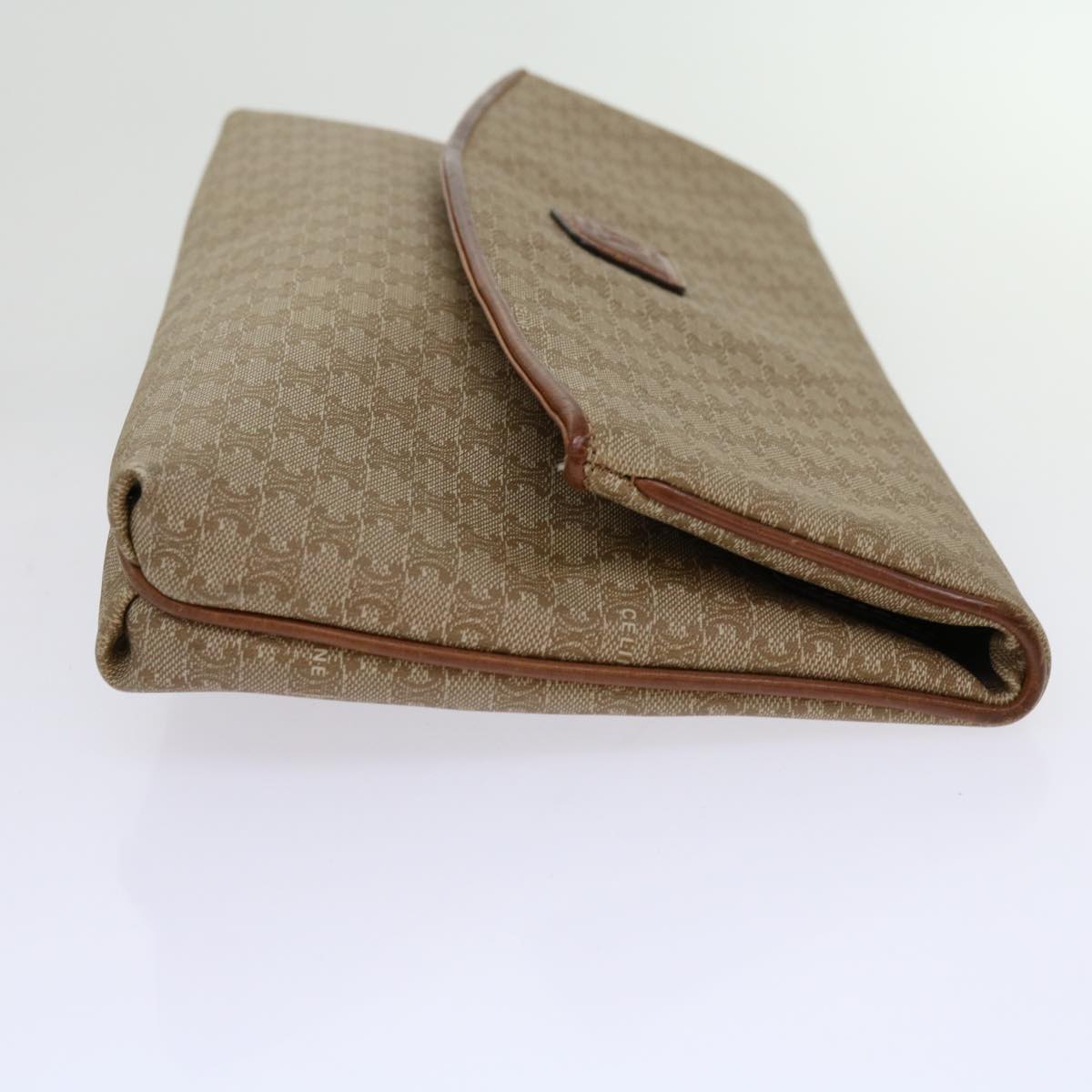 CELINE Macadam Canvas Clutch Bag PVC Beige Brown  69882
