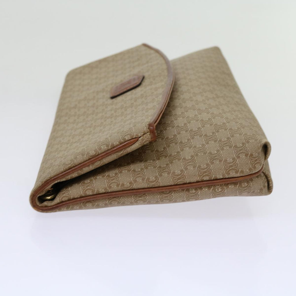 CELINE Macadam Canvas Clutch Bag PVC Beige Brown  69882