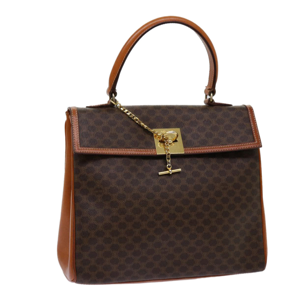CELINE Macadam Canvas Hand Bag PVC Brown  69890