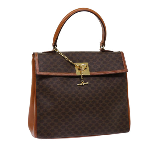 CELINE Macadam Canvas Hand Bag PVC Brown  69890
