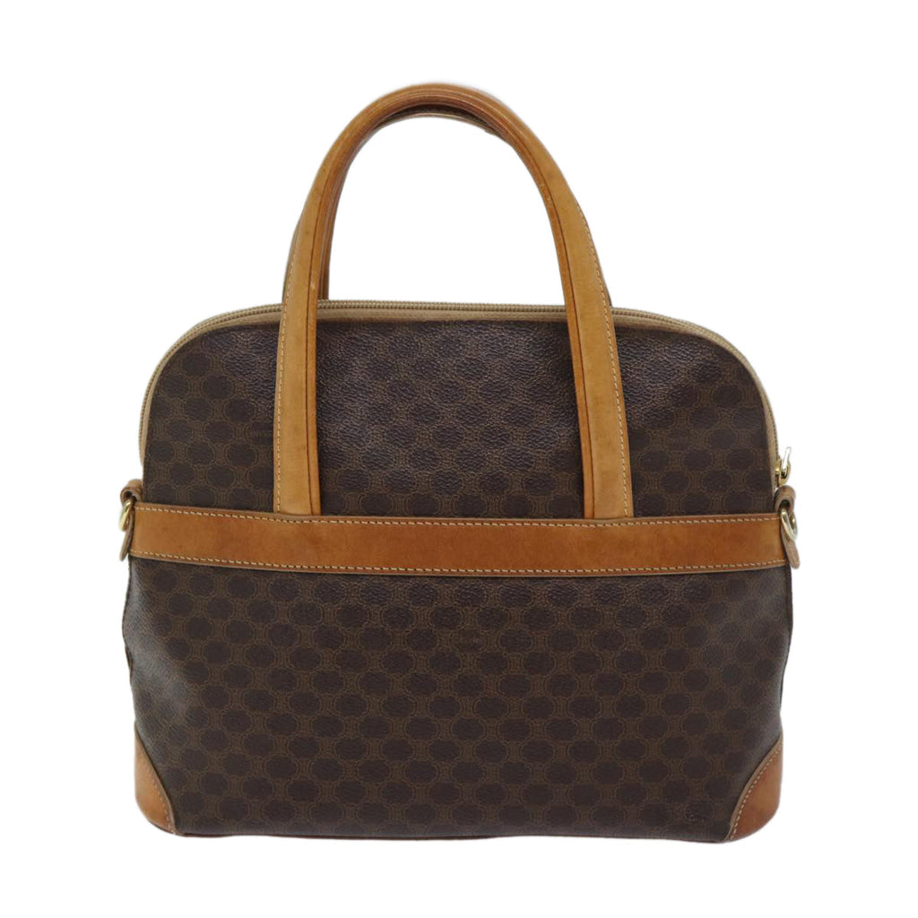 CELINE Macadam Canvas Hand Bag PVC 2way Brown Auth 69898