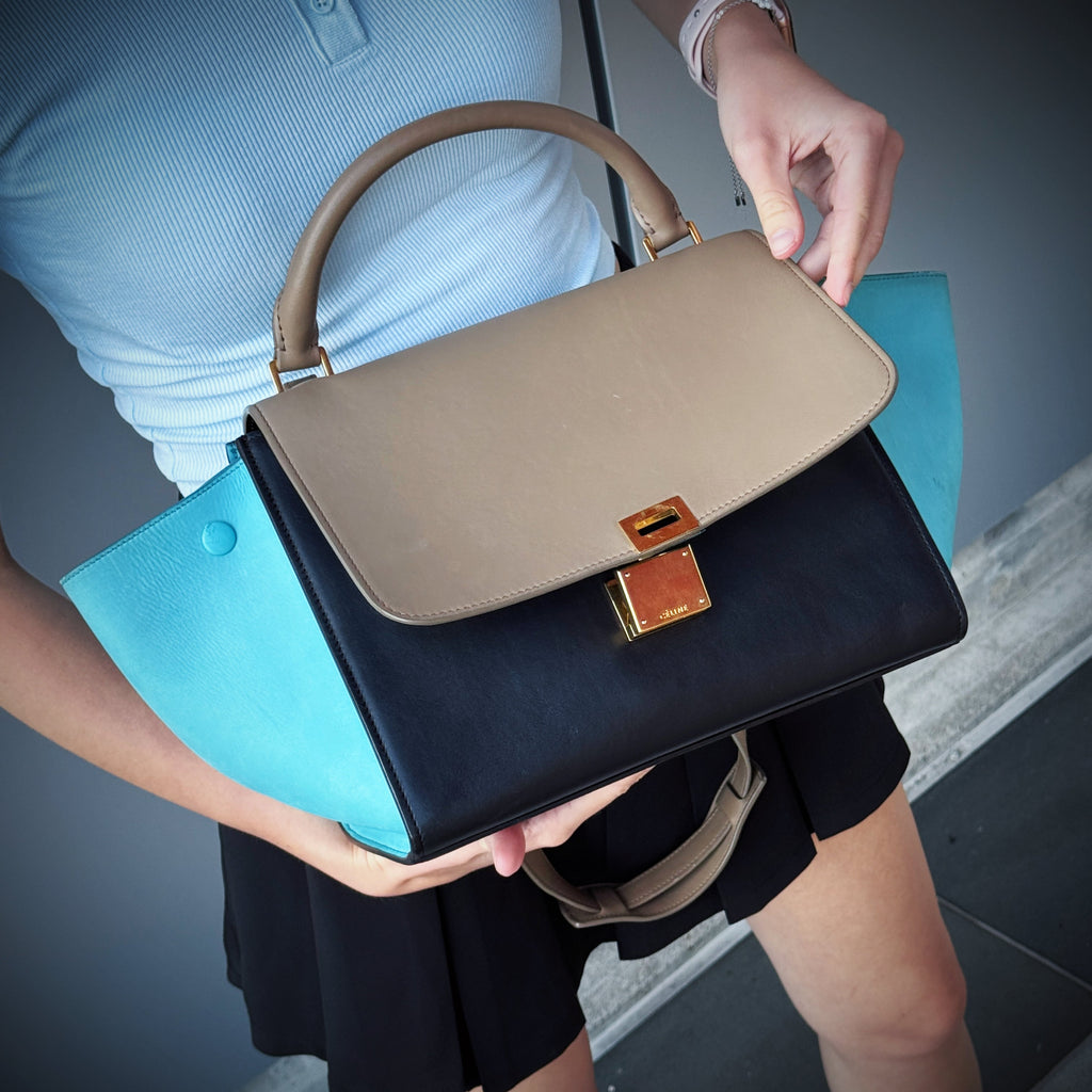 Celine Medium Multicolor Leather Trapeze Shoulder Bag TWS