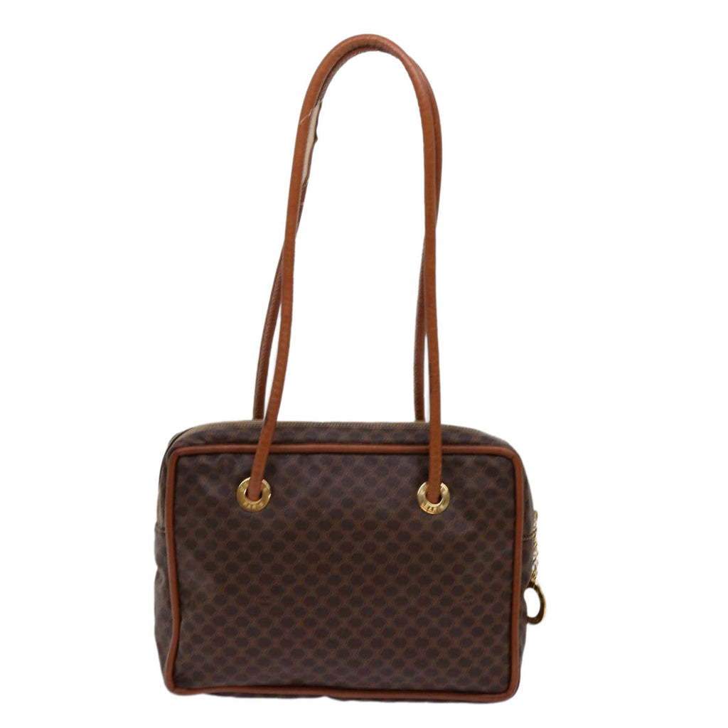 CELINE Macadam Canvas Shoulder Bag PVC Brown Auth 69901