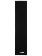 CELINE Logo Ribbed Wool Muffler Black