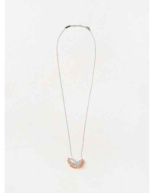 Bottega Veneta Orange Enamel Silver Pendant Necklace Women Tangerine Jewelry