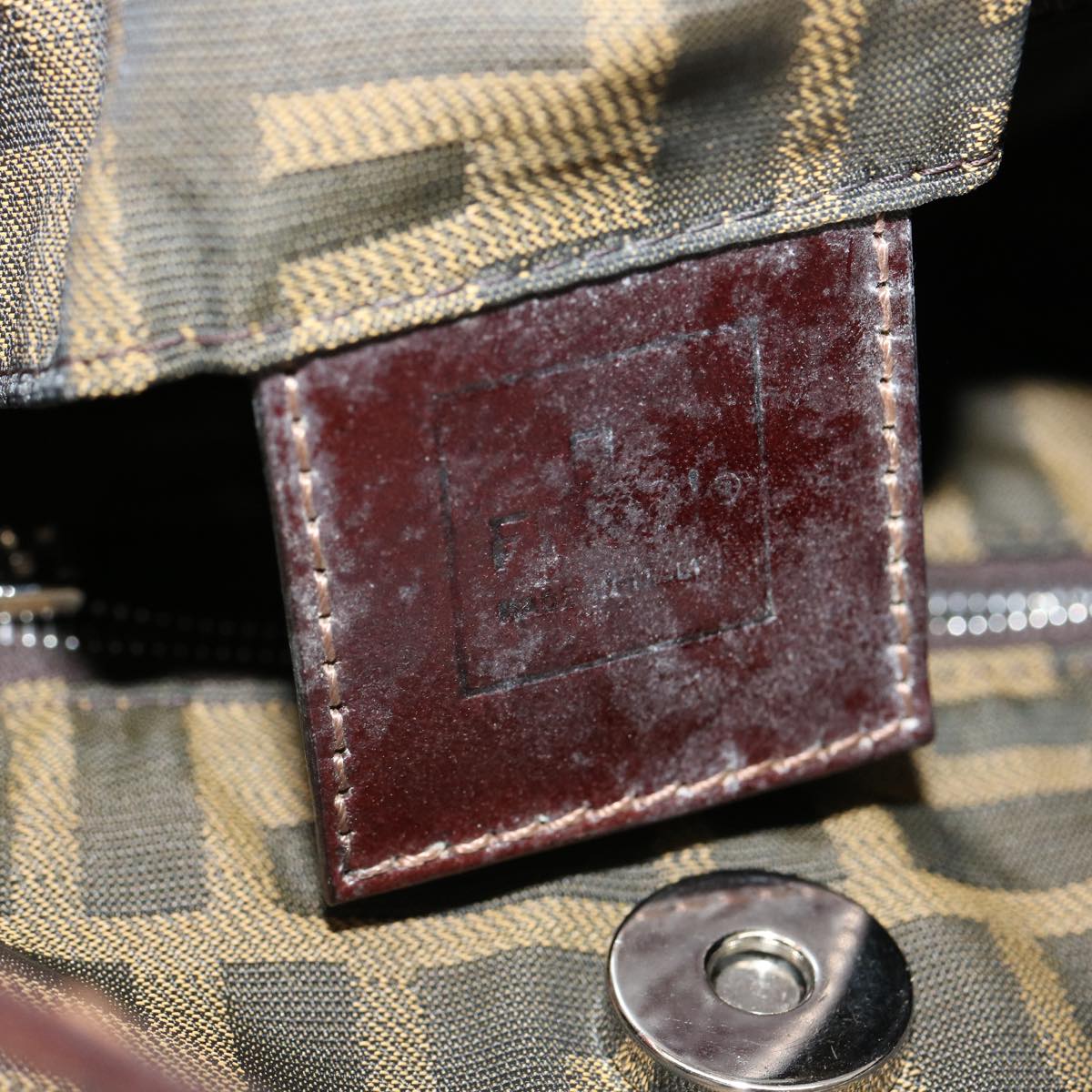 FENDI Zucca Canvas Accessory Pouch Brown Black69962