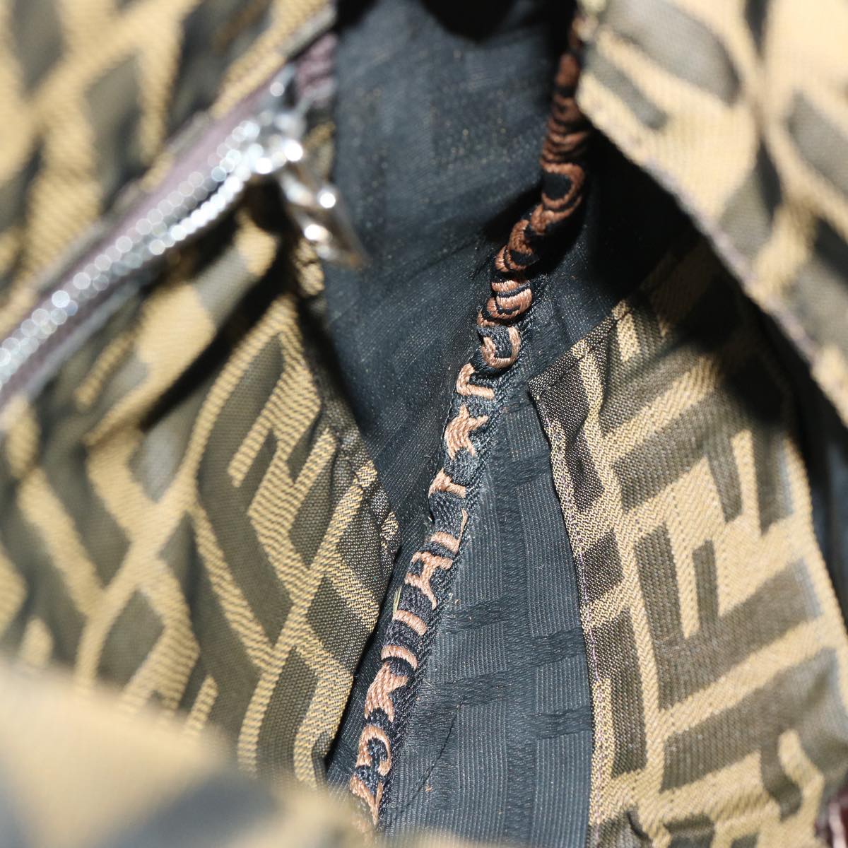 FENDI Zucca Canvas Accessory Pouch Brown Black69962