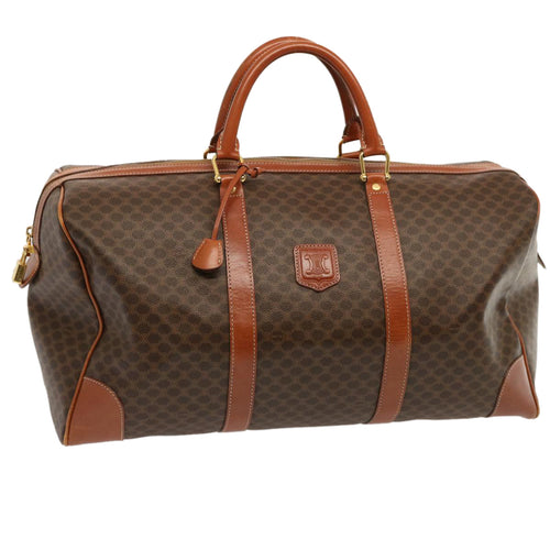 CELINE Macadam Canvas Boston Bag PVC Brown  69967