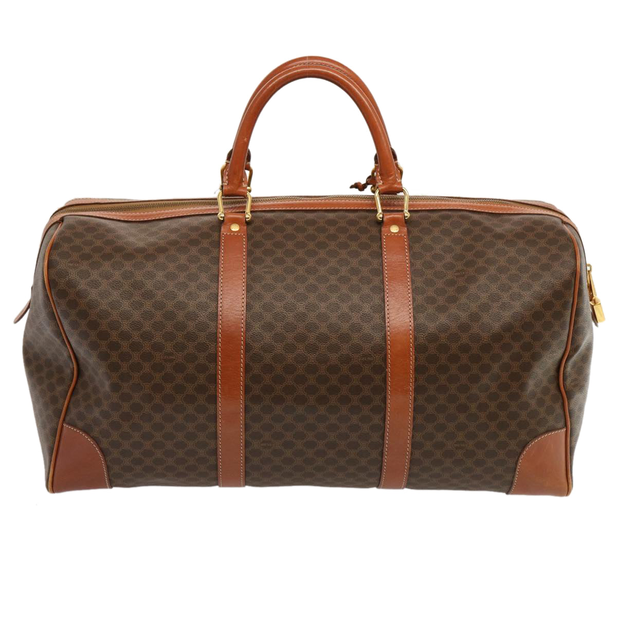 CELINE Macadam Canvas Boston Bag PVC Brown  69967