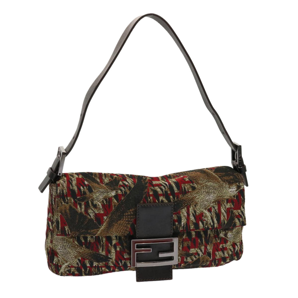 FENDI Zucca Canvas Mamma Baguette Shoulder Bag Brown Red69972A